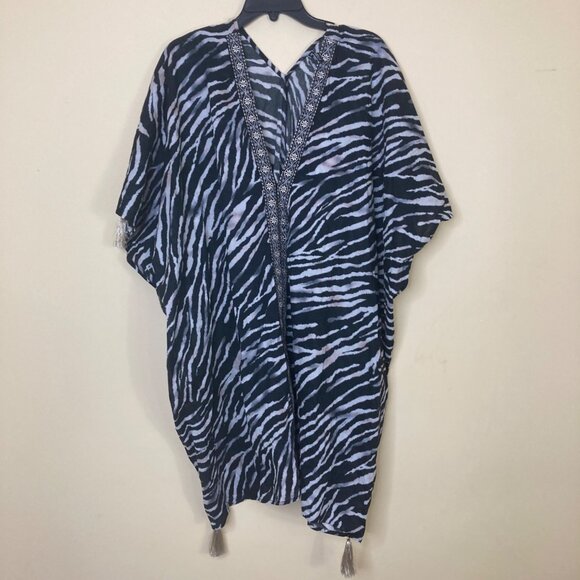 Miraclesuit Other - Miraclesuit cover up One Size Caftan Tigre Somre Zebra Tassels Embroidered